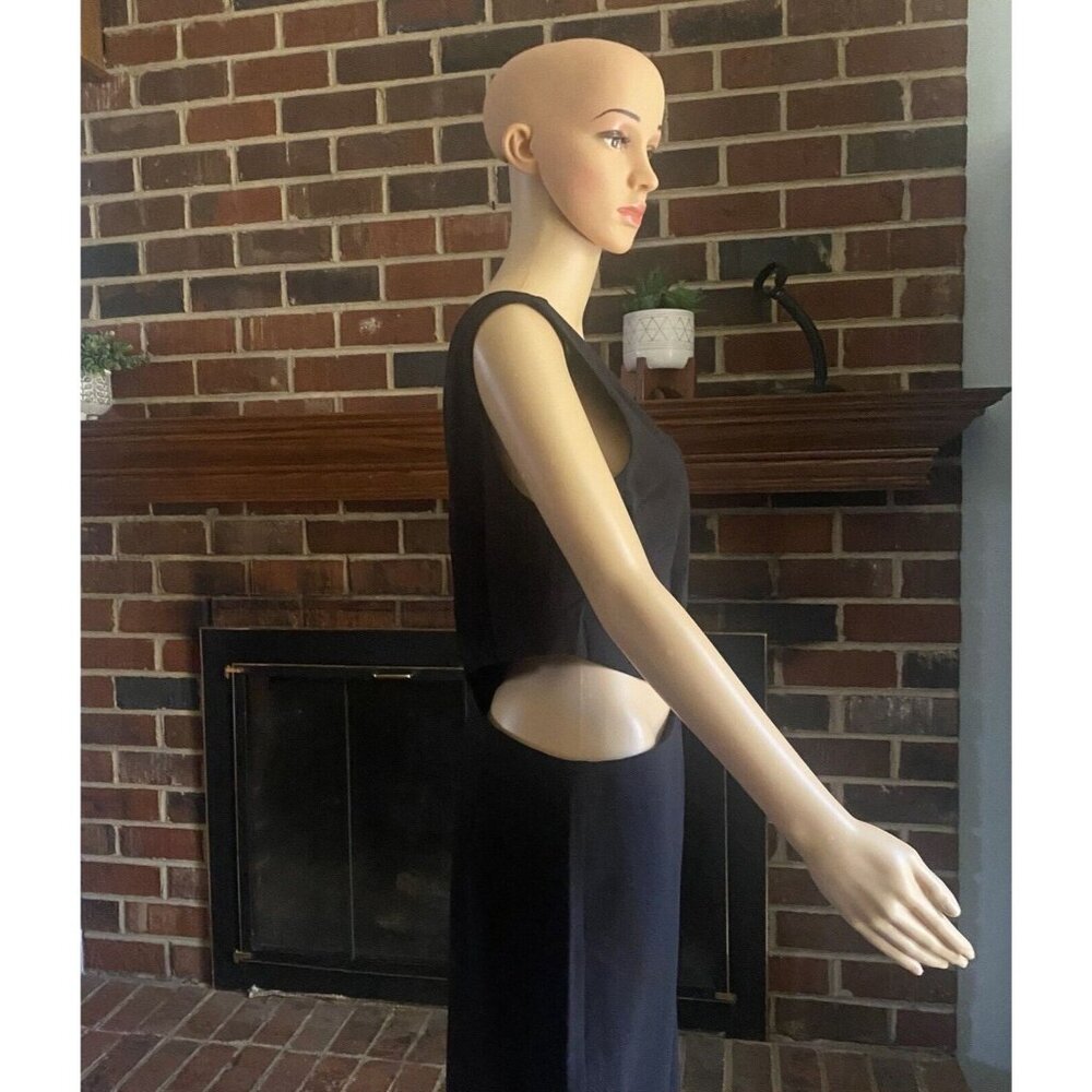 NICOLE MILLER Women’s One Shoulder Side Cut Out Jumpsuit Size 14 Black Zip New - Picture 16 of 16